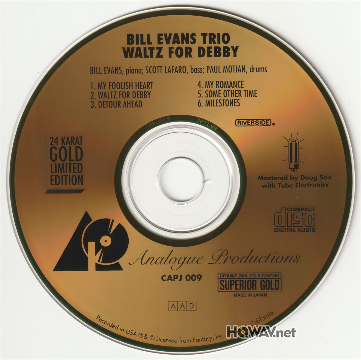 Bill Evans Trio – Waltz For Debby ( Analogue Productions 24K GOLD Limited  Edition 金碟) (WAV/16/44.1/390MB) - Hqwav